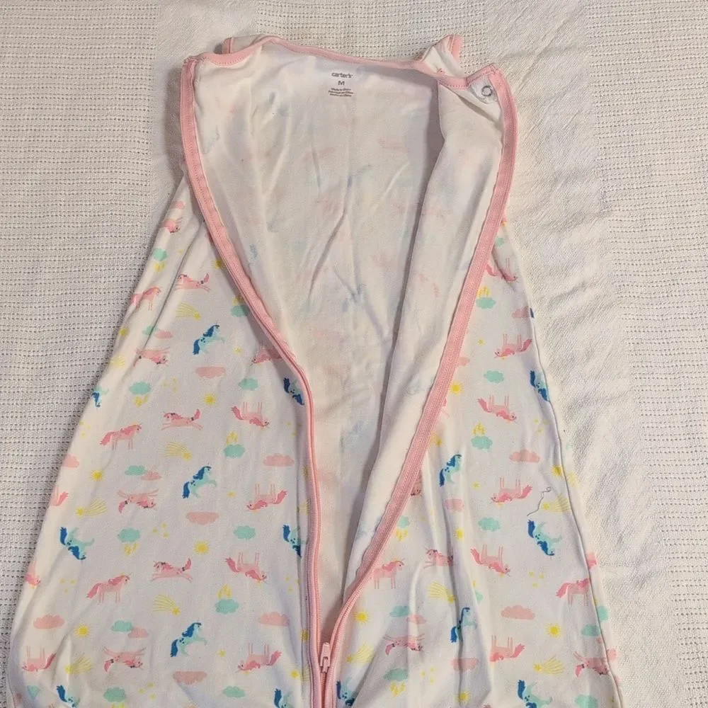 Carter's Medium 6-9 months Pink Unicorn Cotton Zippered Sleep Sack